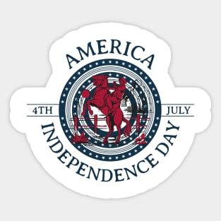 Independence Day with cowboy and horse Sticker